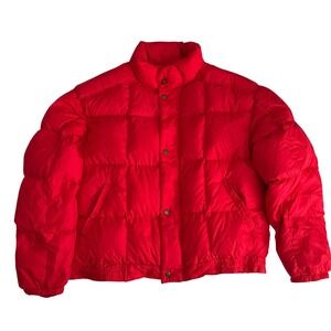 Vintage 90s Cabelas Red Puffer Jacket Mens XL Goose Down Insulated Winter Warm